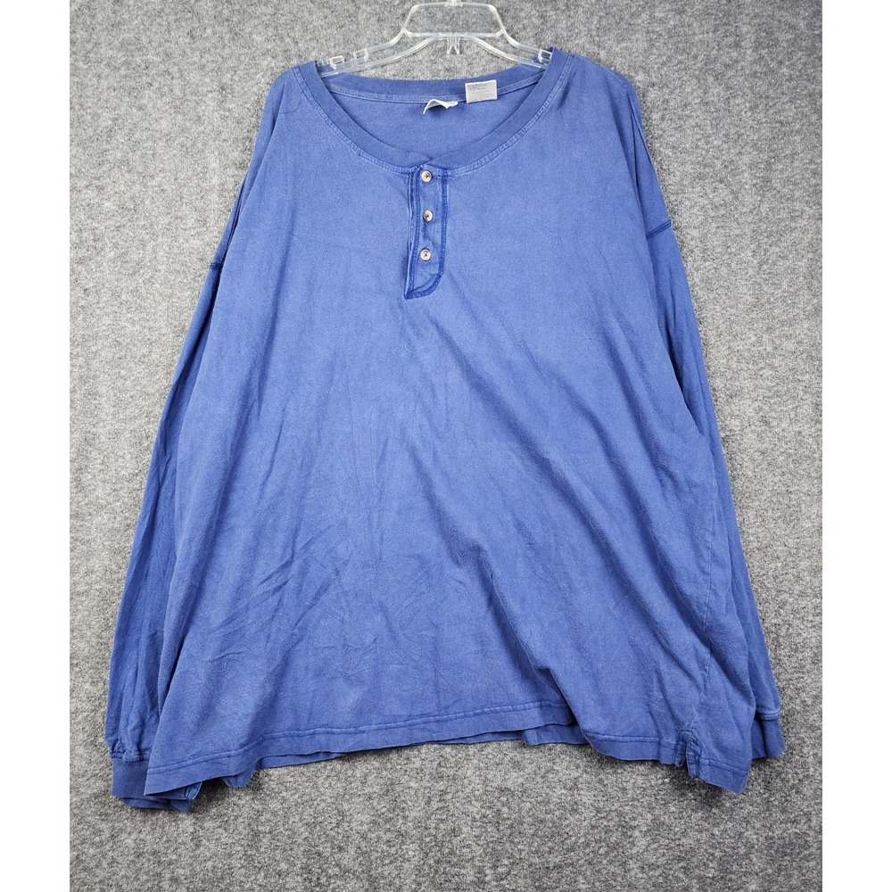 Puritan Henley Shirt‎ Mens 3XL Blue Long Sleeve Cotton Solid Casual Basic